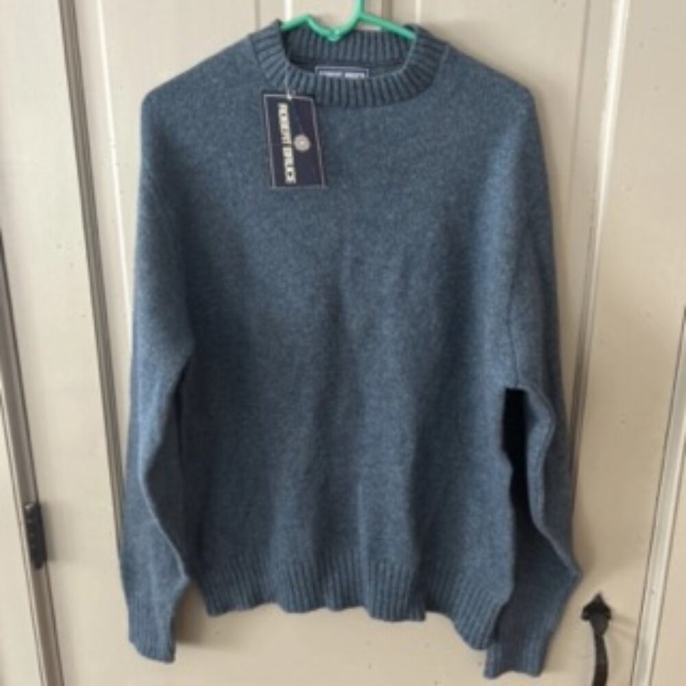 NWT! Vintage Robert Bruce Sweater Mens XL Blue Wool USA Grandpa Knit